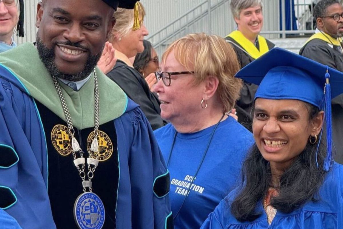 15th Annual Donor Scholar Dr. Maduko with Student at 2024 Commencement
